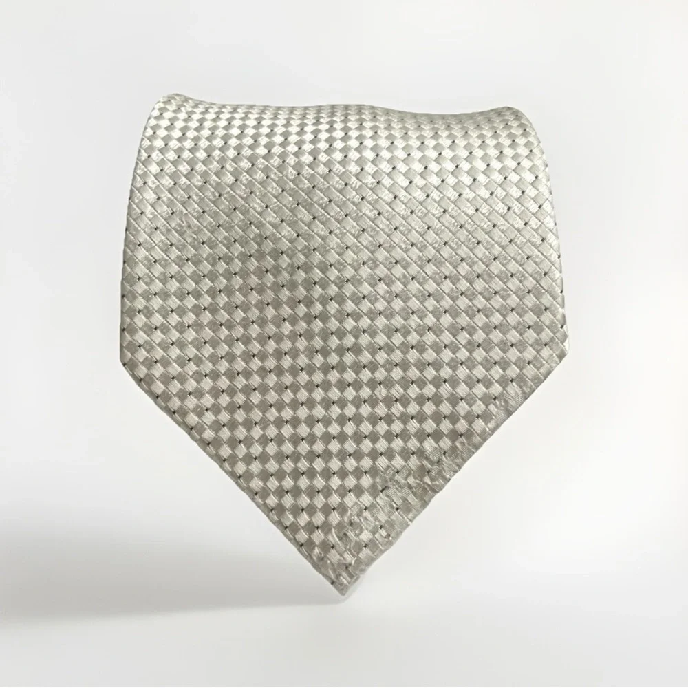 Donald J TRUMP Signature Collection Handmade 100% Silk Designer Tie‎ Ivory Woven